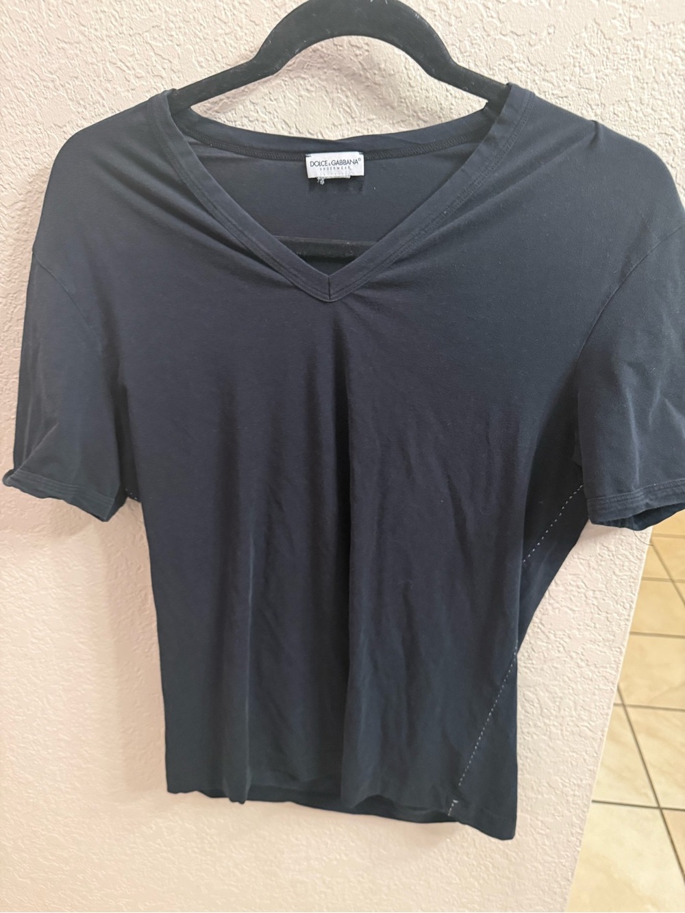 Dolce & Gabbana Black V-Neck Short Sleeve Tee